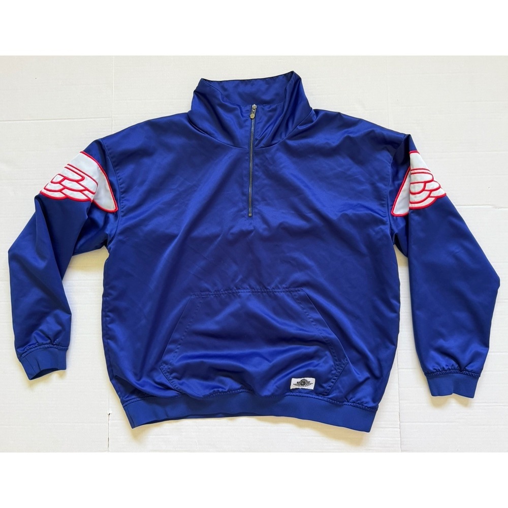 Nike Air Jordan Wings Classic 1/4 Zip PullOver Basketball Jacket Mens Blue Large